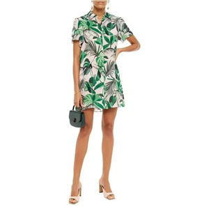 Alice Olivia Womens Jem Printed Cupro Mini Shirt Dress Pink Sz Small to Medium